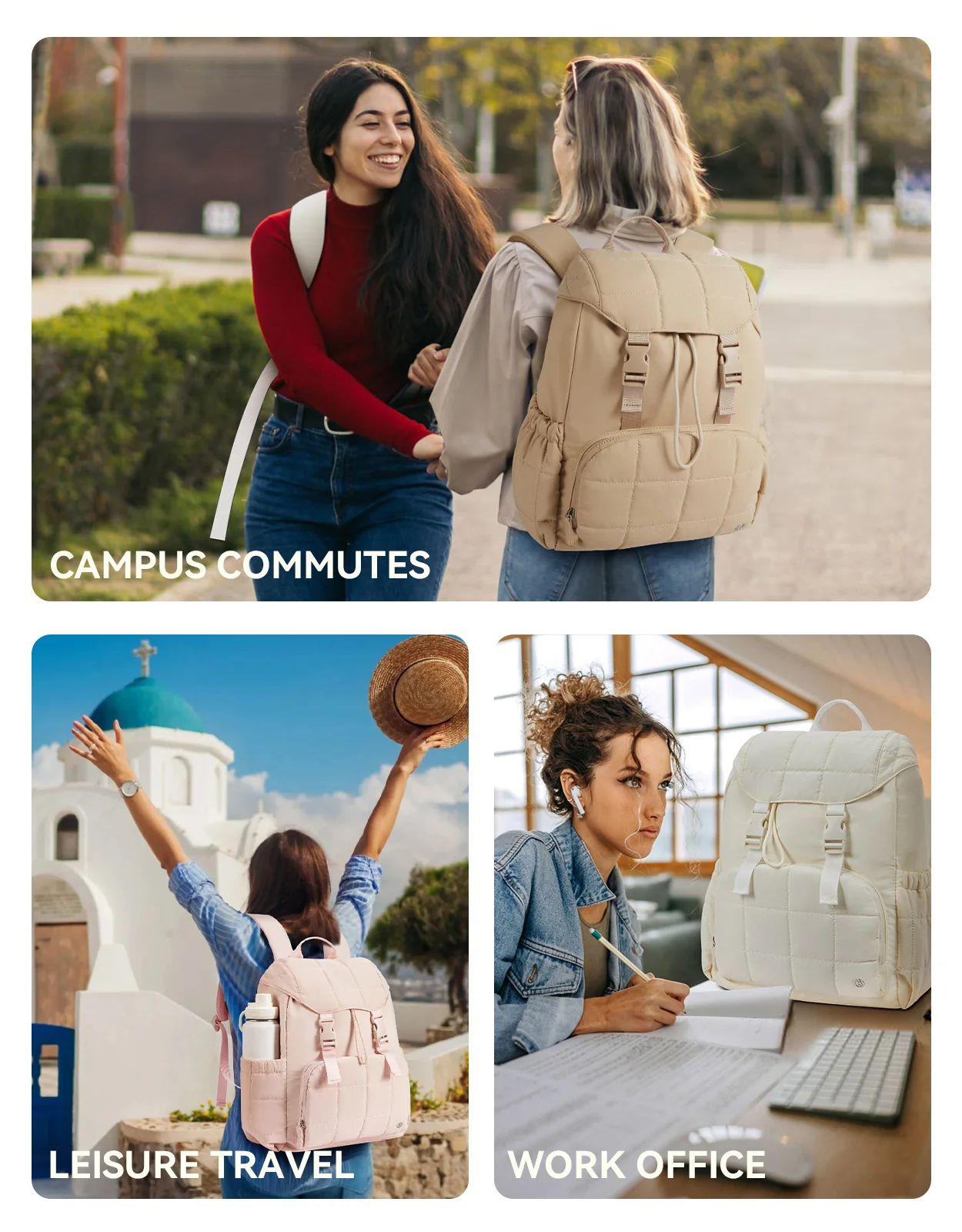 AVE 15.6 Inch Taslan Quilted Lightweight  Laptop Backpack - Image 32