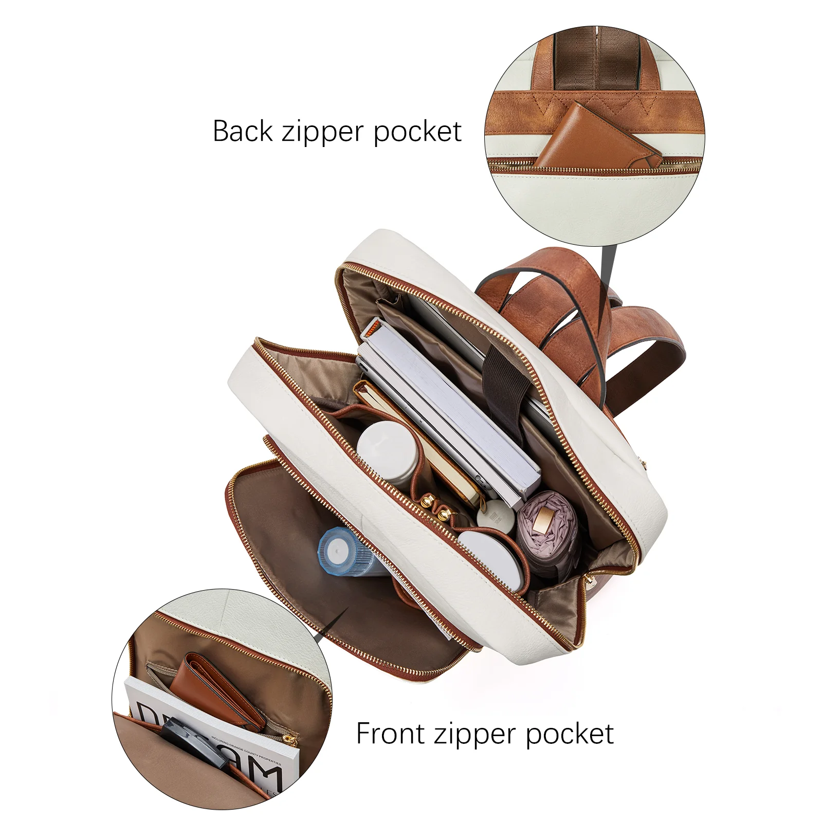 Baish Women Leather Laptop Backpack Travel Business Work Daypack - Image 4