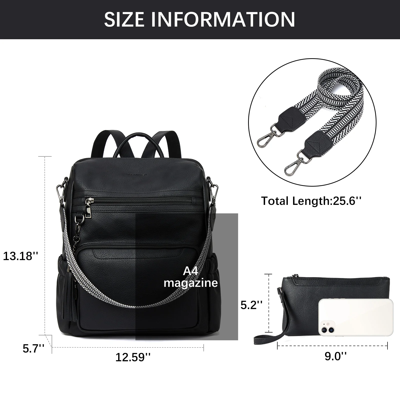 Nombongo Large Convertible Backpack Travel Bag - Two Sizes - Image 20