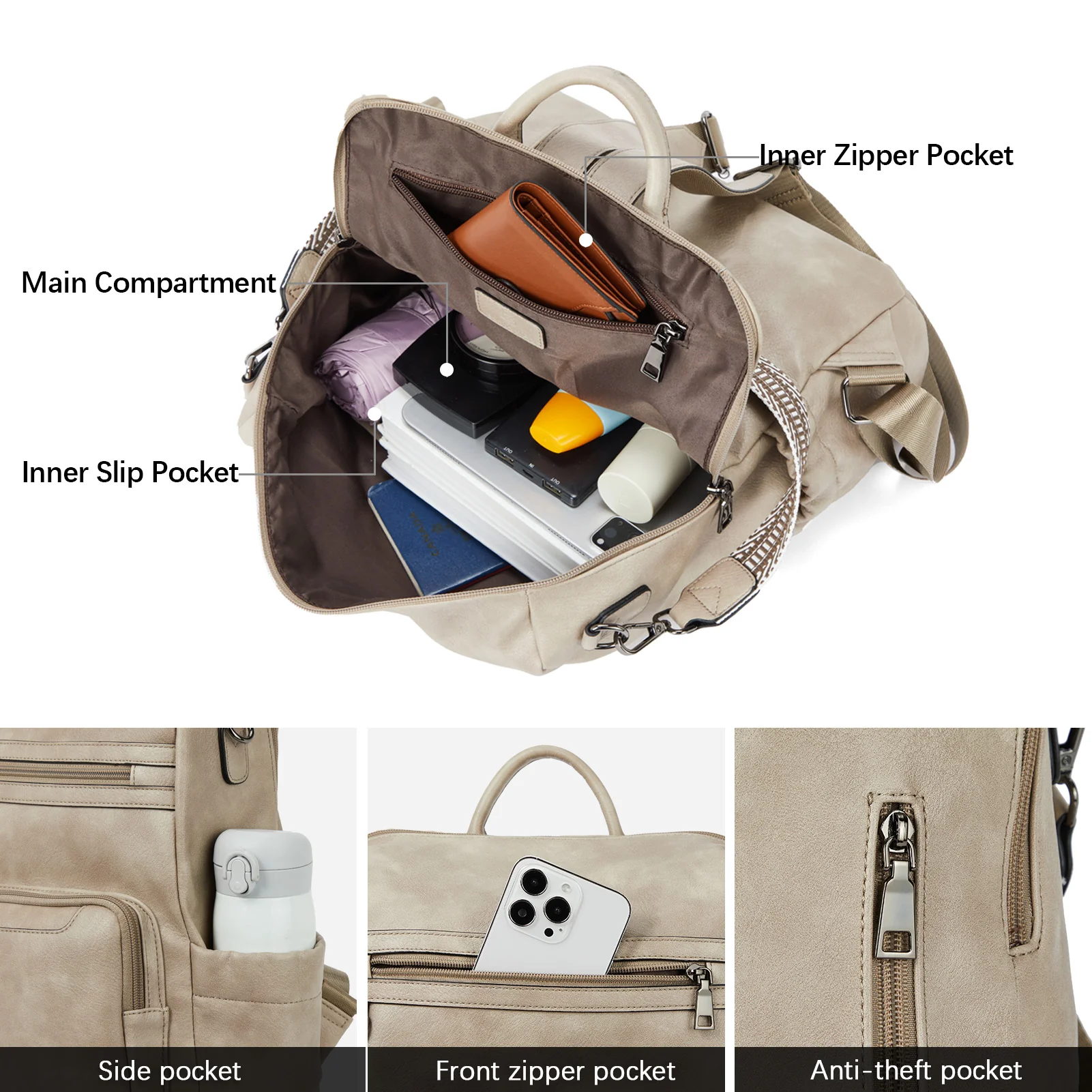 Nombongo Large Convertible Backpack Travel Bag - Two Sizes - Image 48