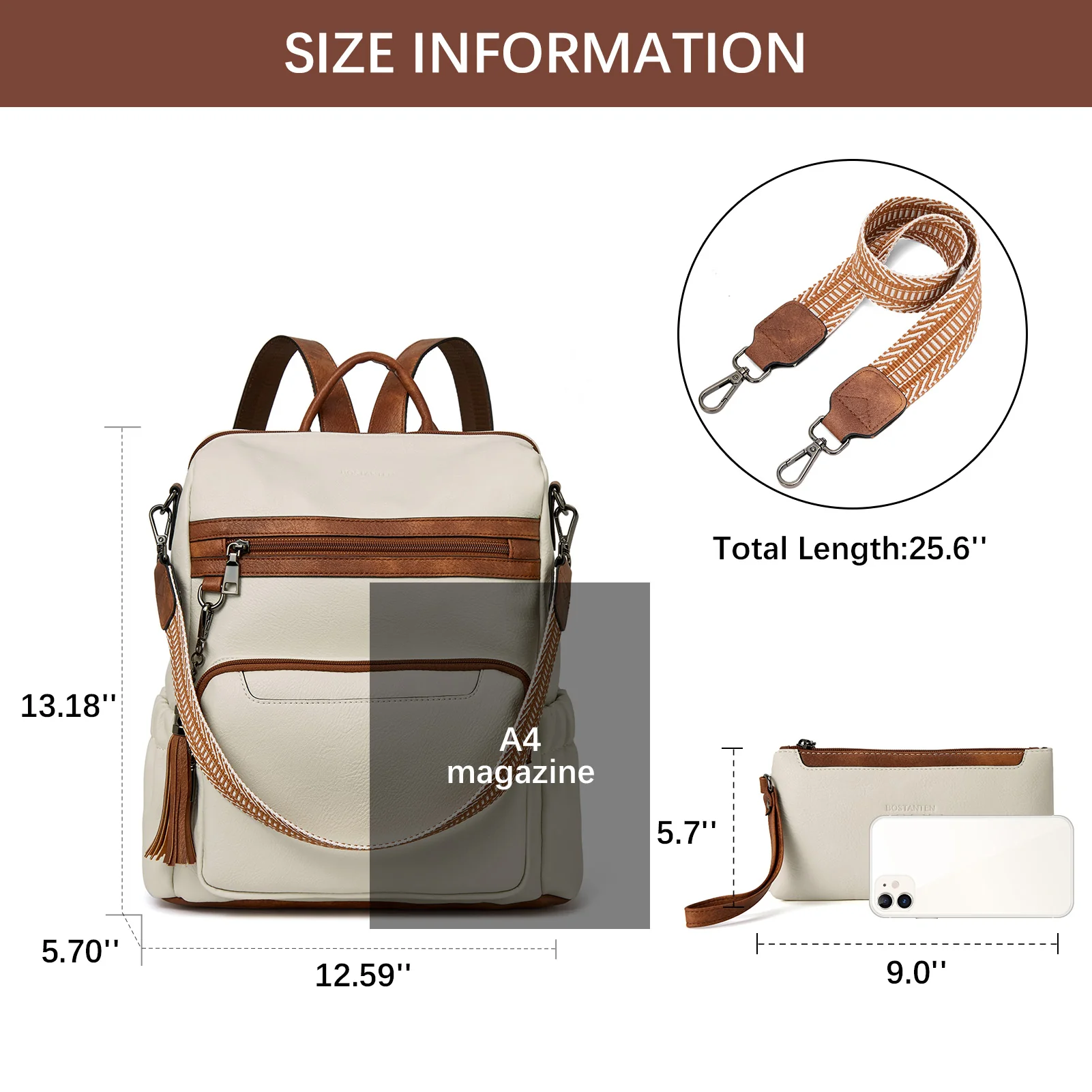Nombongo Large Convertible Backpack Travel Bag - Two Sizes - Image 6