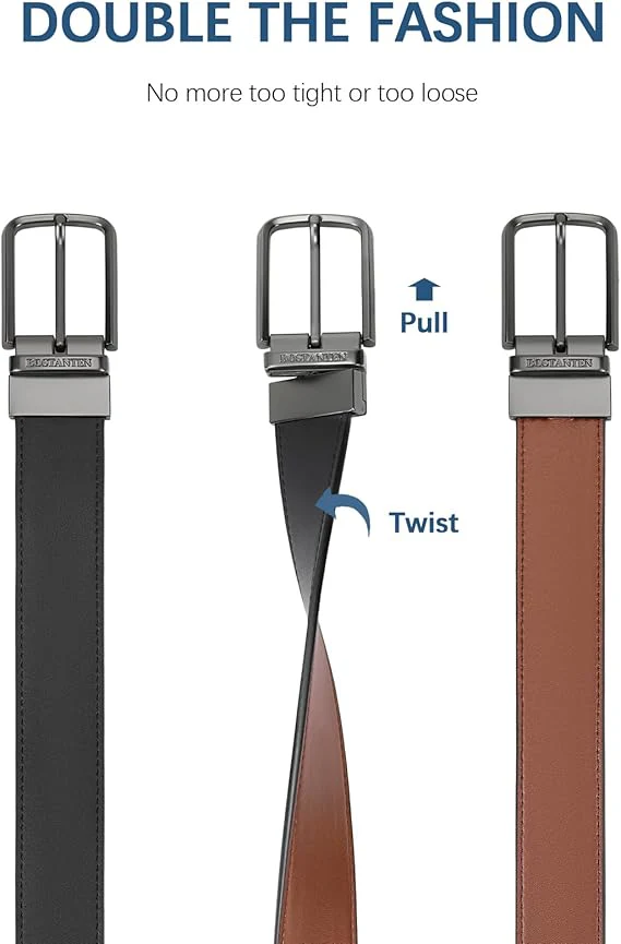 BOSTANTEN Belt Men Leather Reversible Belts 1 3/8", Two-in-One Belt Gift - Image 3