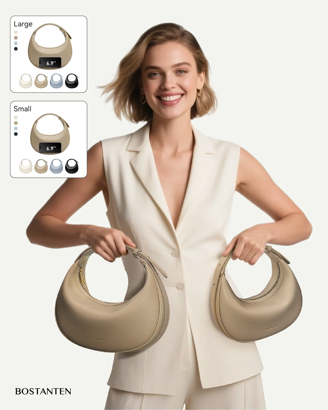 Kweli Crescent Moon Clutch Shoulder Bag — Two Sizes - Image 47