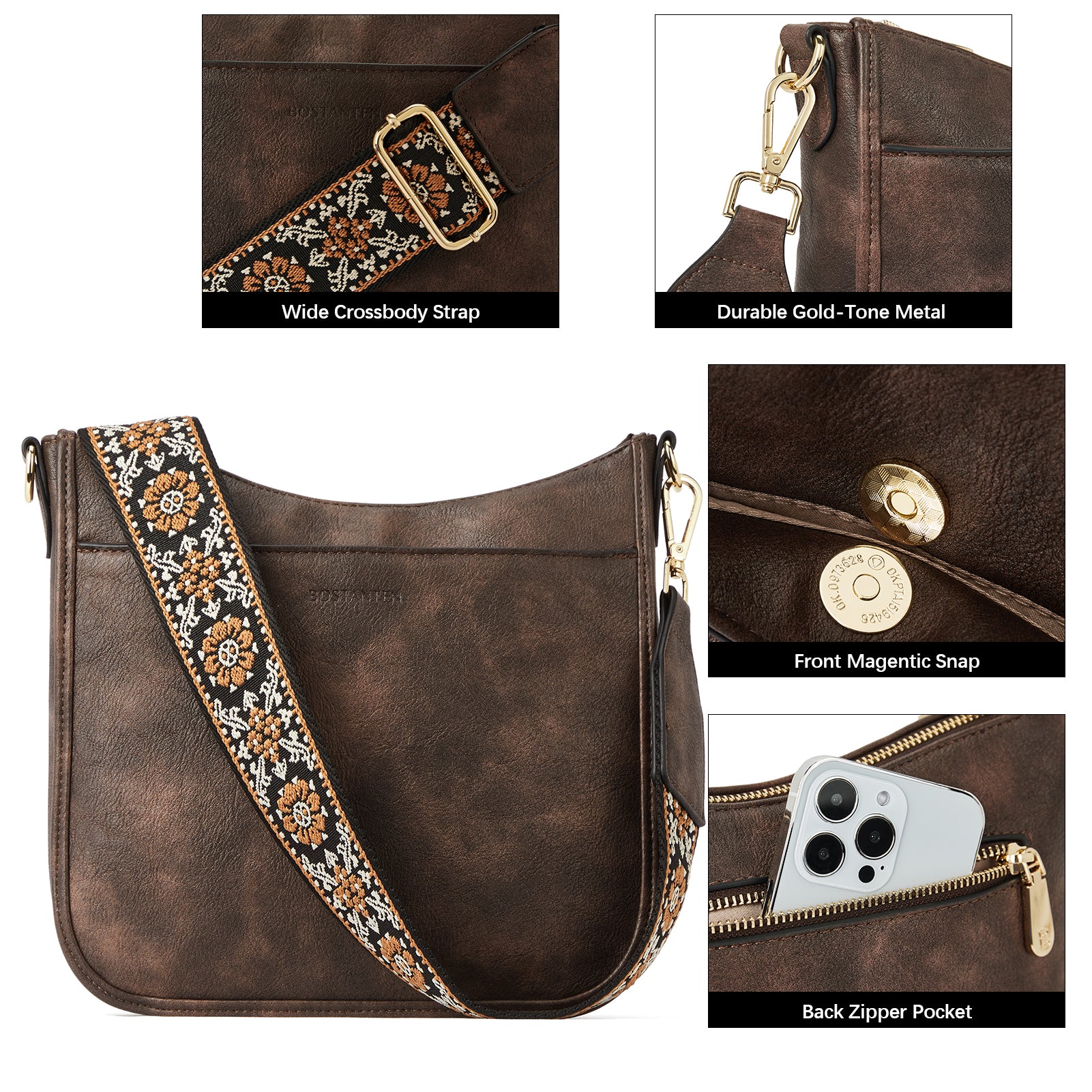 Lotty Floral Embroidered Leather Tote with Shoulder Strap - Image 13