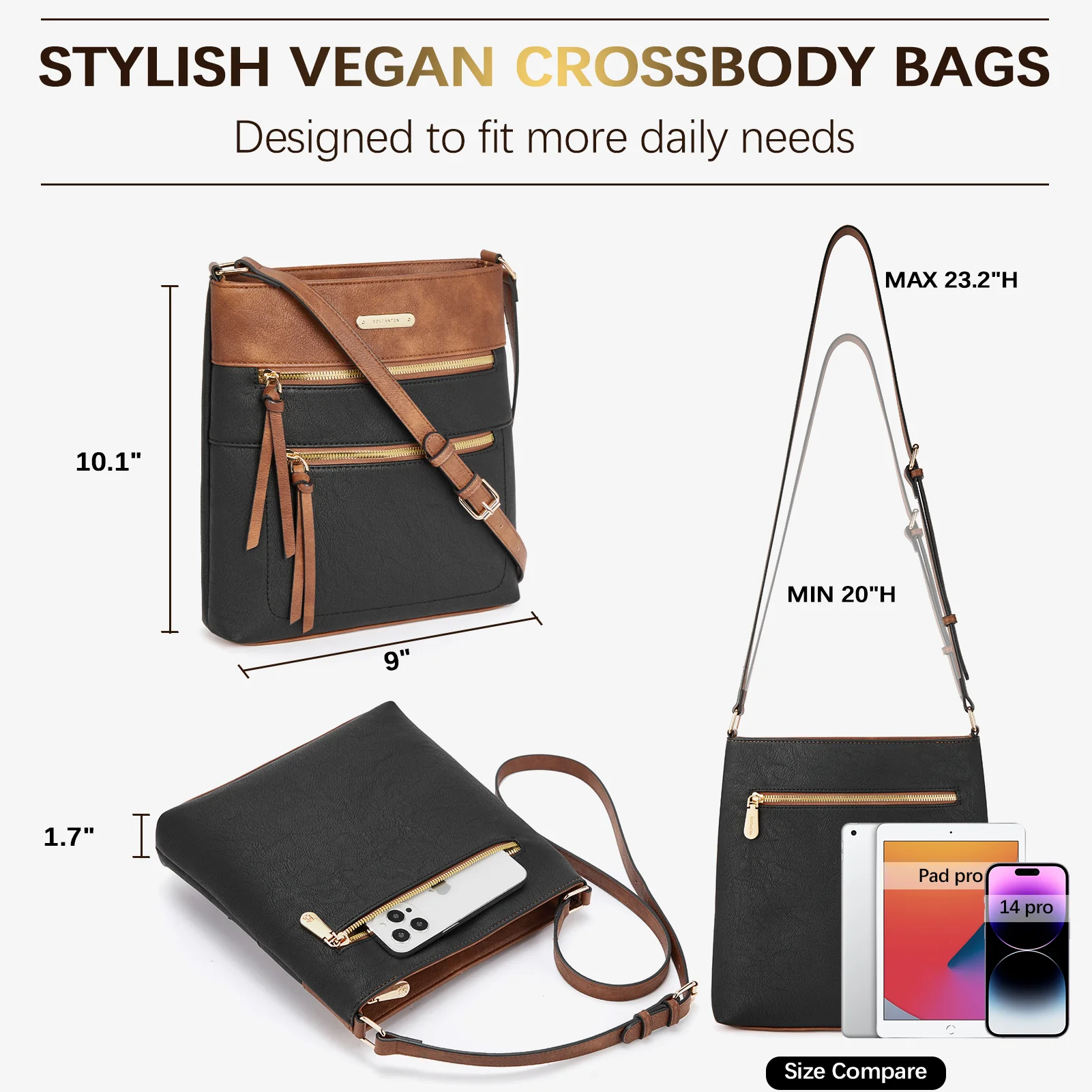 Lotty Chic and Versatile Vegan Leather Casual Satchel Bag - Crossbody Shoulder Bag Purse - Image 53