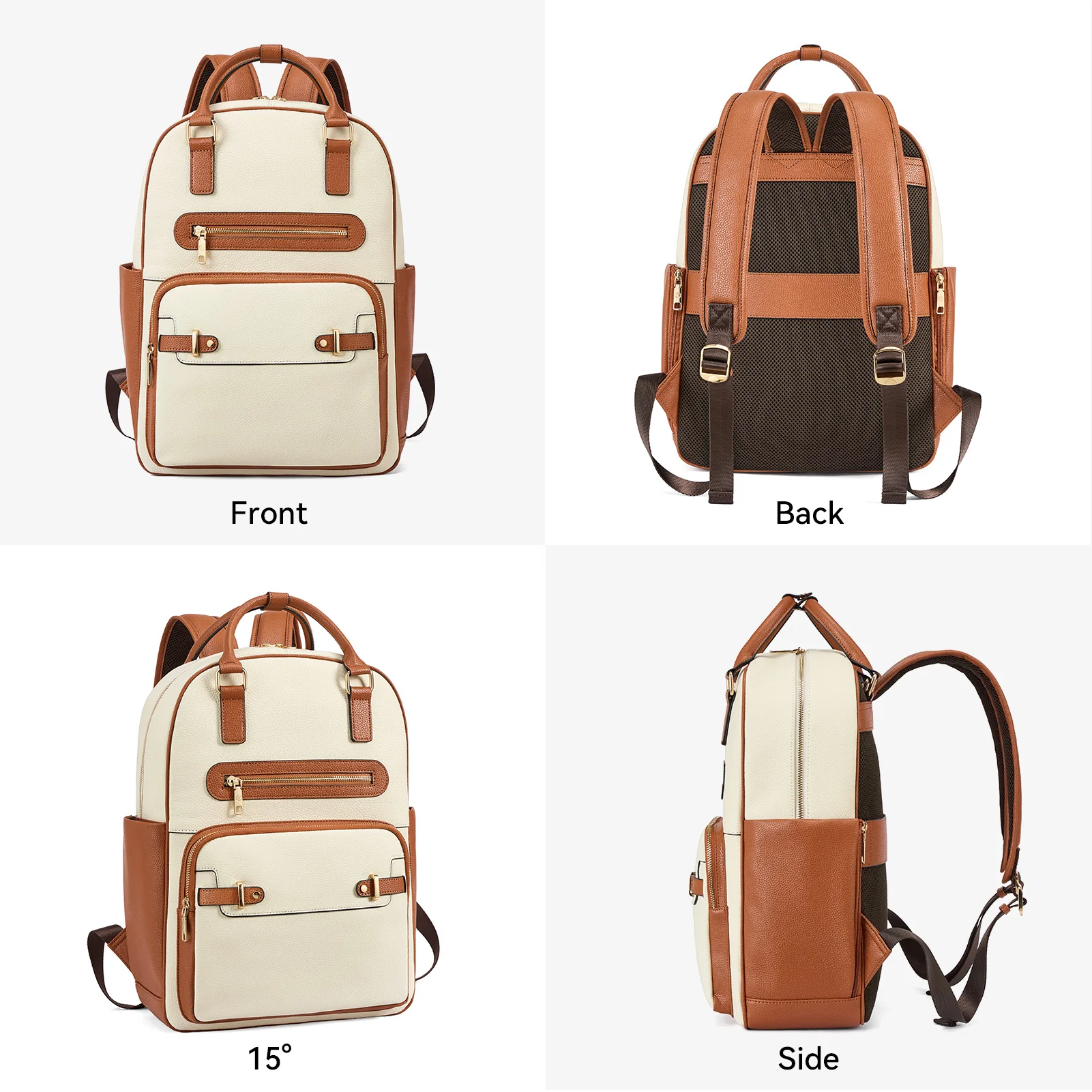 Smart Genuine Leather Laptop Backpack — Expandable Bottle Pocket - Image 10