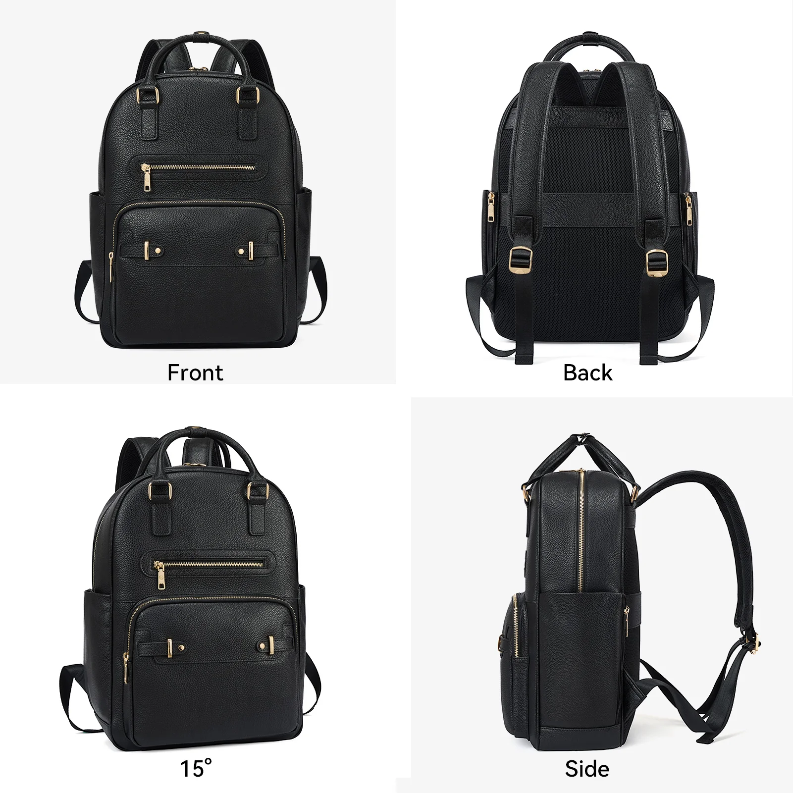 Smart Genuine Leather Laptop Backpack — Expandable Bottle Pocket - Image 3