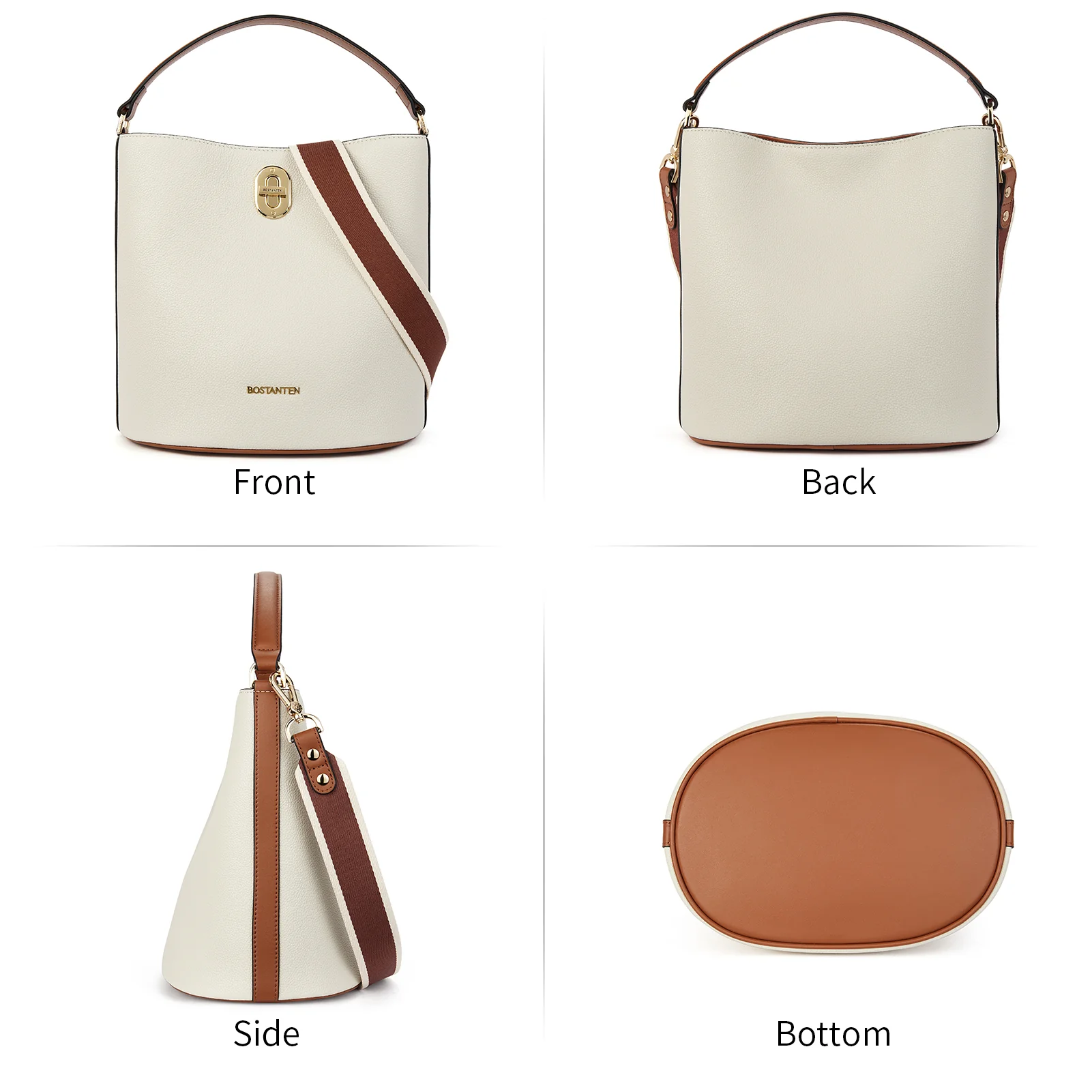 BOSTANTEN Leather Handbags for Women Designer Hobo Bucket Purses Fashion Ladies Crossbody Bags for Work Travel Daily - Image 3