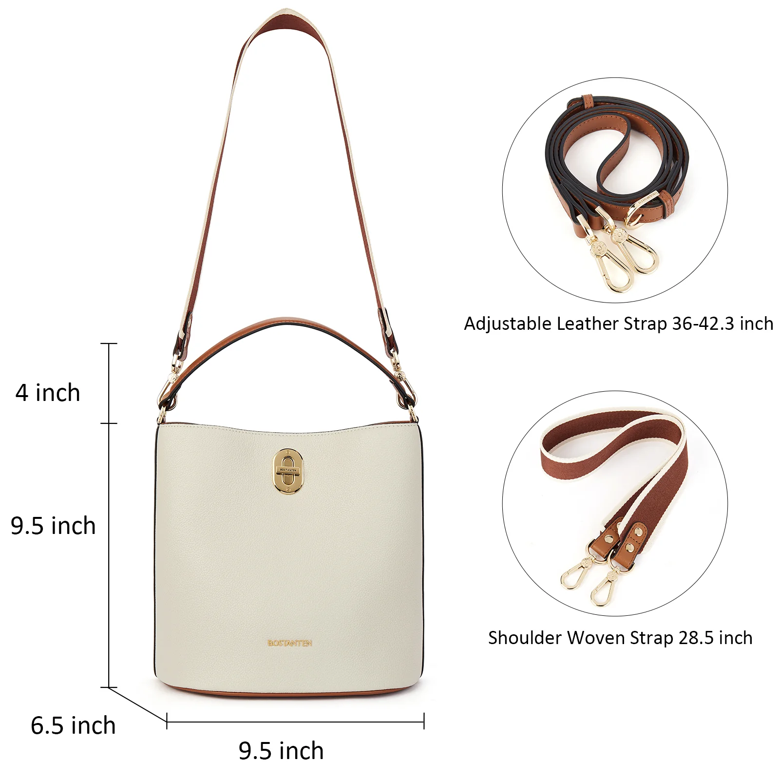 BOSTANTEN Leather Handbags for Women Designer Hobo Bucket Purses Fashion Ladies Crossbody Bags for Work Travel Daily - Image 4