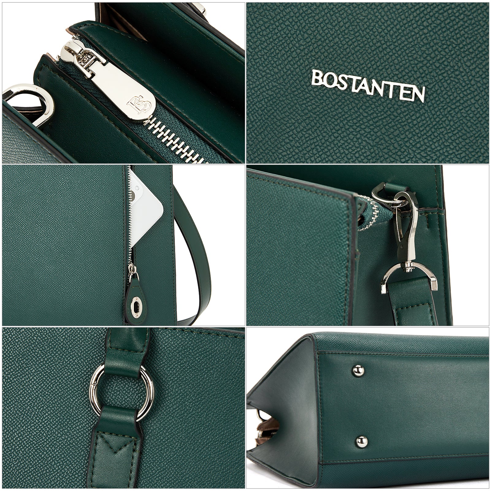 BOSTANTEN Women Leather Briefcase 15.6 Inch Laptop Work Tote - Image 7