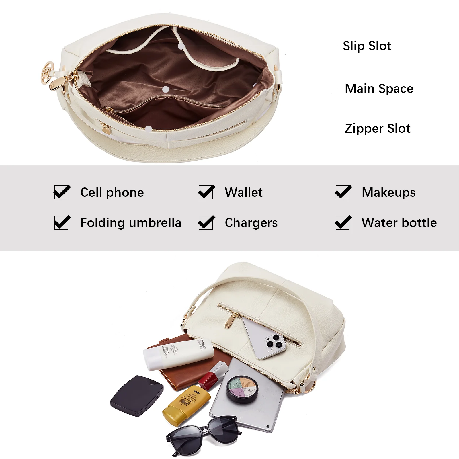 Kweli Hobo Shoulder Handbag - Pebble Leather - Image 45