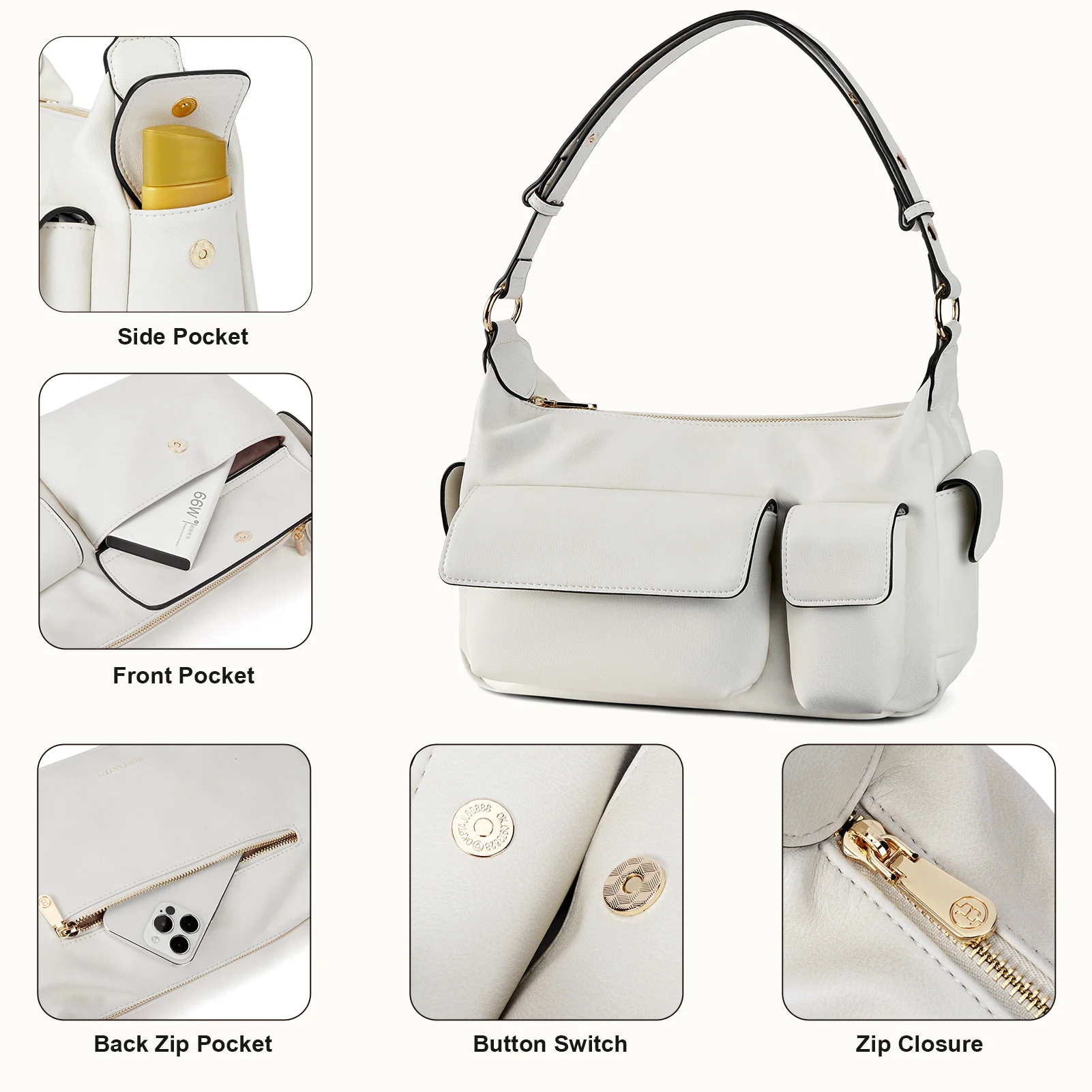 Kweli Distressed Cargo Pocket Shoulder Bag - Image 13