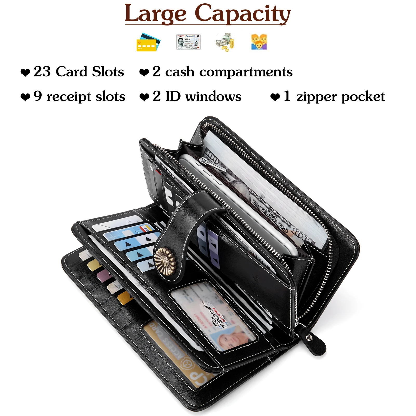 Lomy Big Wallet For Women With Wristlet —  Large Capacity - Image 5