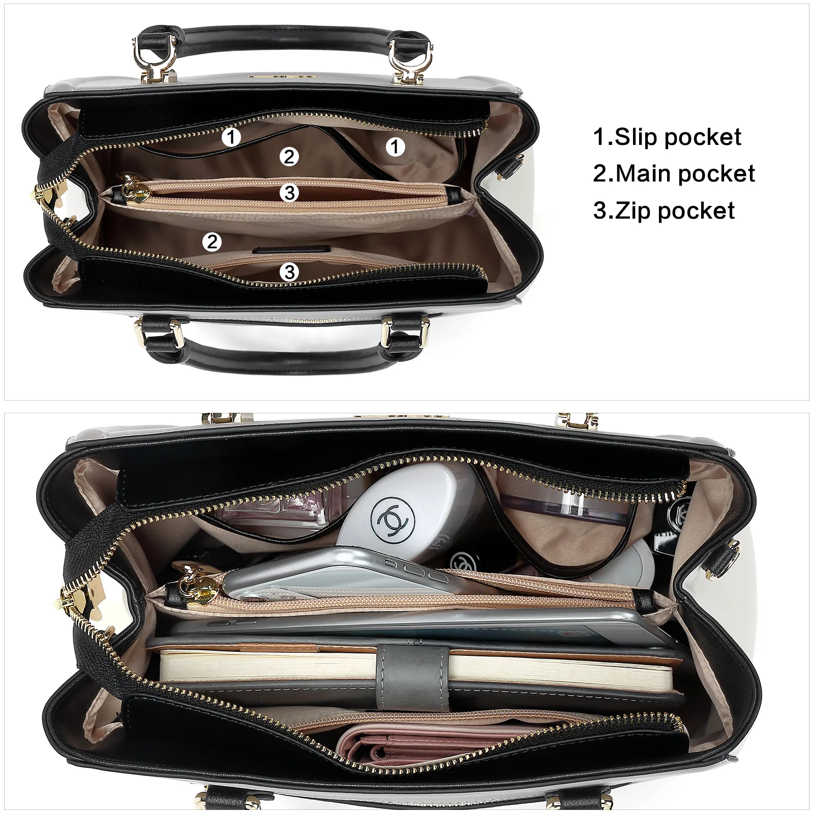 Designer 11'' Leather Satchel With Crossbody Strap - Image 34