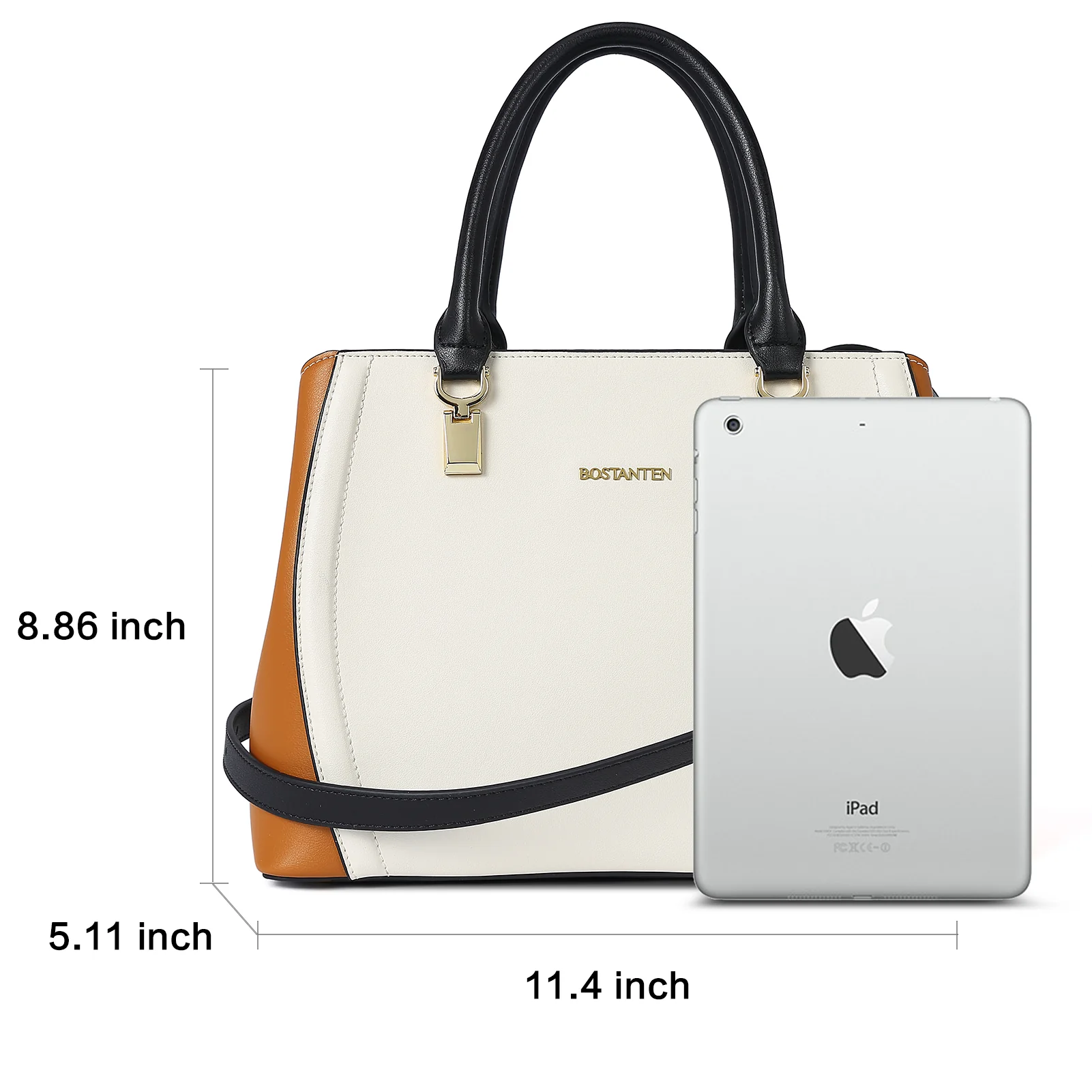 Designer 11'' Leather Satchel With Crossbody Strap - Image 6