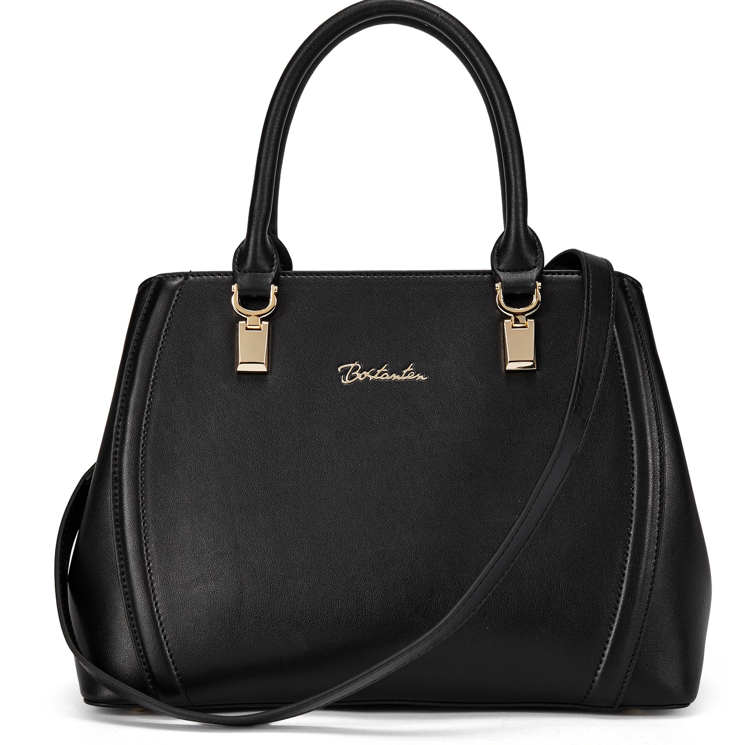 Designer 11'' Leather Satchel With Crossbody Strap - Image 7
