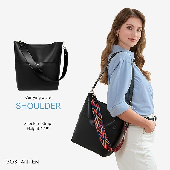 Lotty Genuine Leather Bucket Bag With 2 Shoulder Straps - Image 15