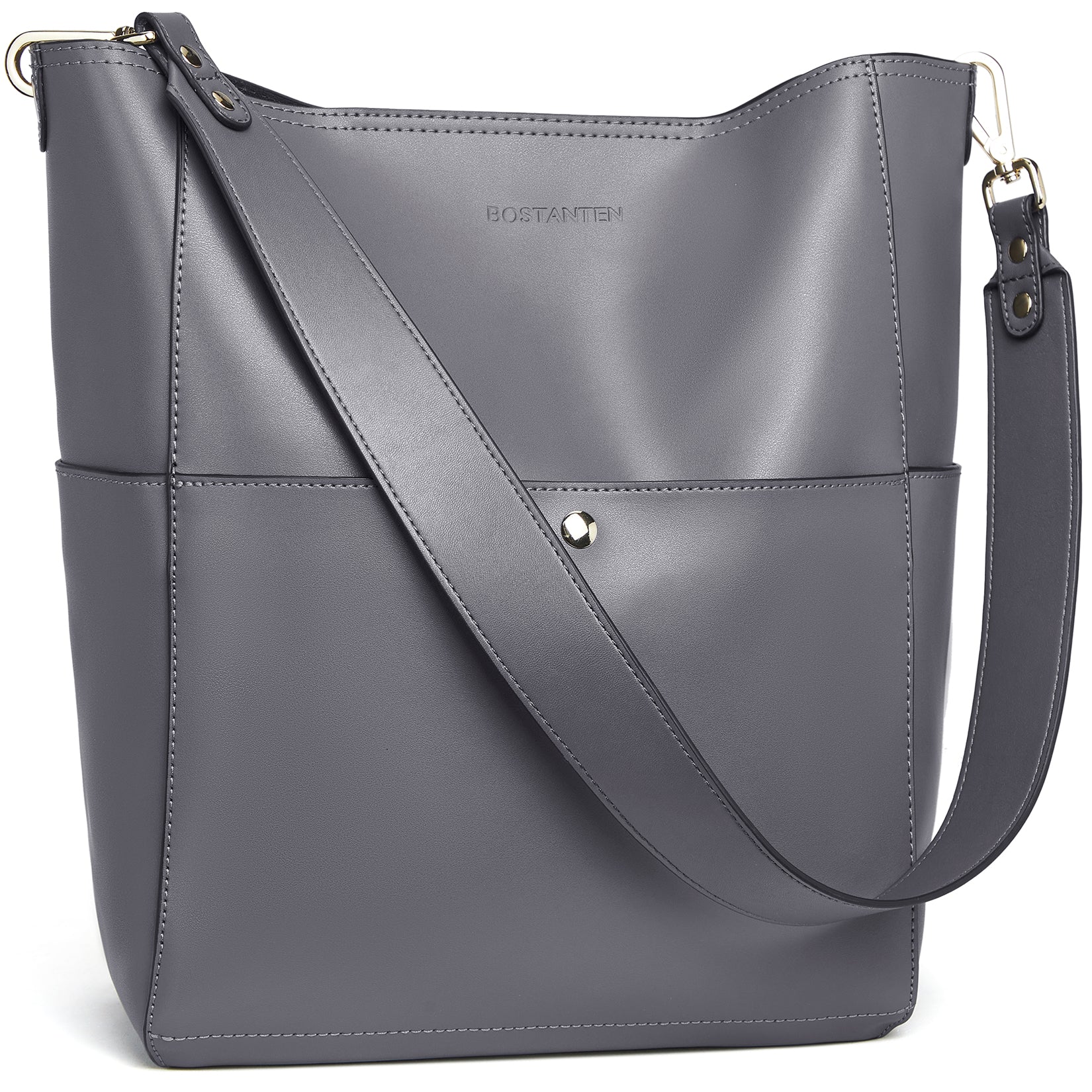 Lotty Genuine Leather Bucket Bag With 2 Shoulder Straps - Image 20