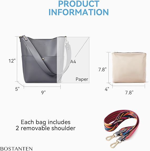 Lotty Genuine Leather Bucket Bag With 2 Shoulder Straps - Image 23