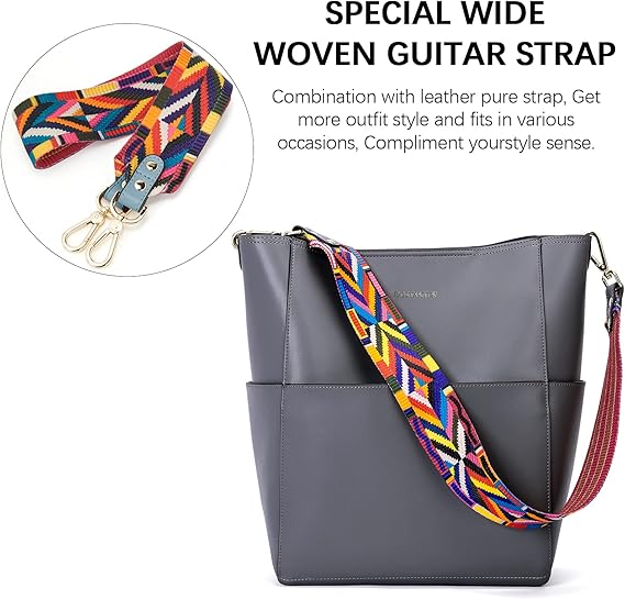 Lotty Genuine Leather Bucket Bag With 2 Shoulder Straps - Image 26