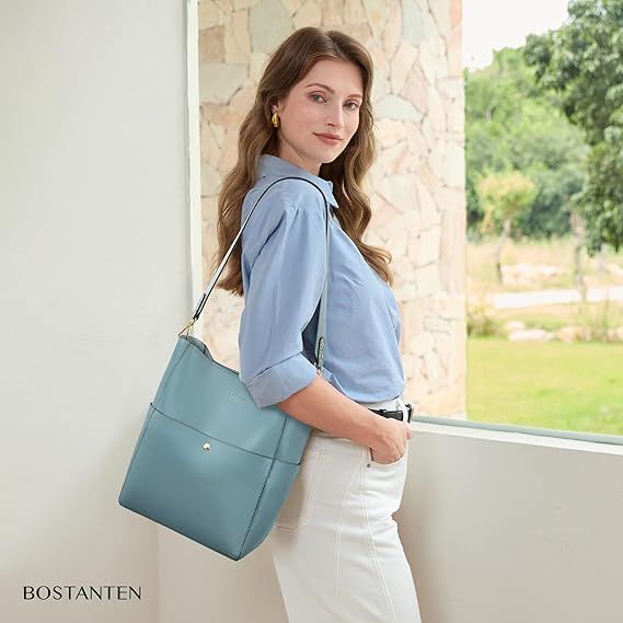 Lotty Genuine Leather Bucket Bag With 2 Shoulder Straps - Image 29