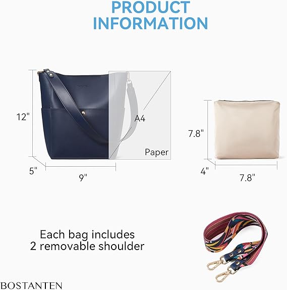 Lotty Genuine Leather Bucket Bag With 2 Shoulder Straps - Image 39