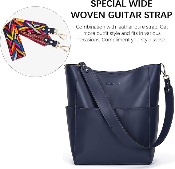 Lotty Genuine Leather Bucket Bag With 2 Shoulder Straps - Image 40
