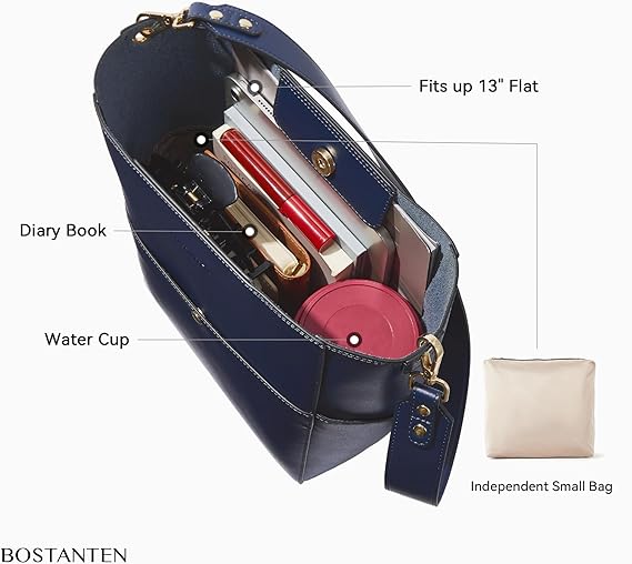 Lotty Genuine Leather Bucket Bag With 2 Shoulder Straps - Image 41