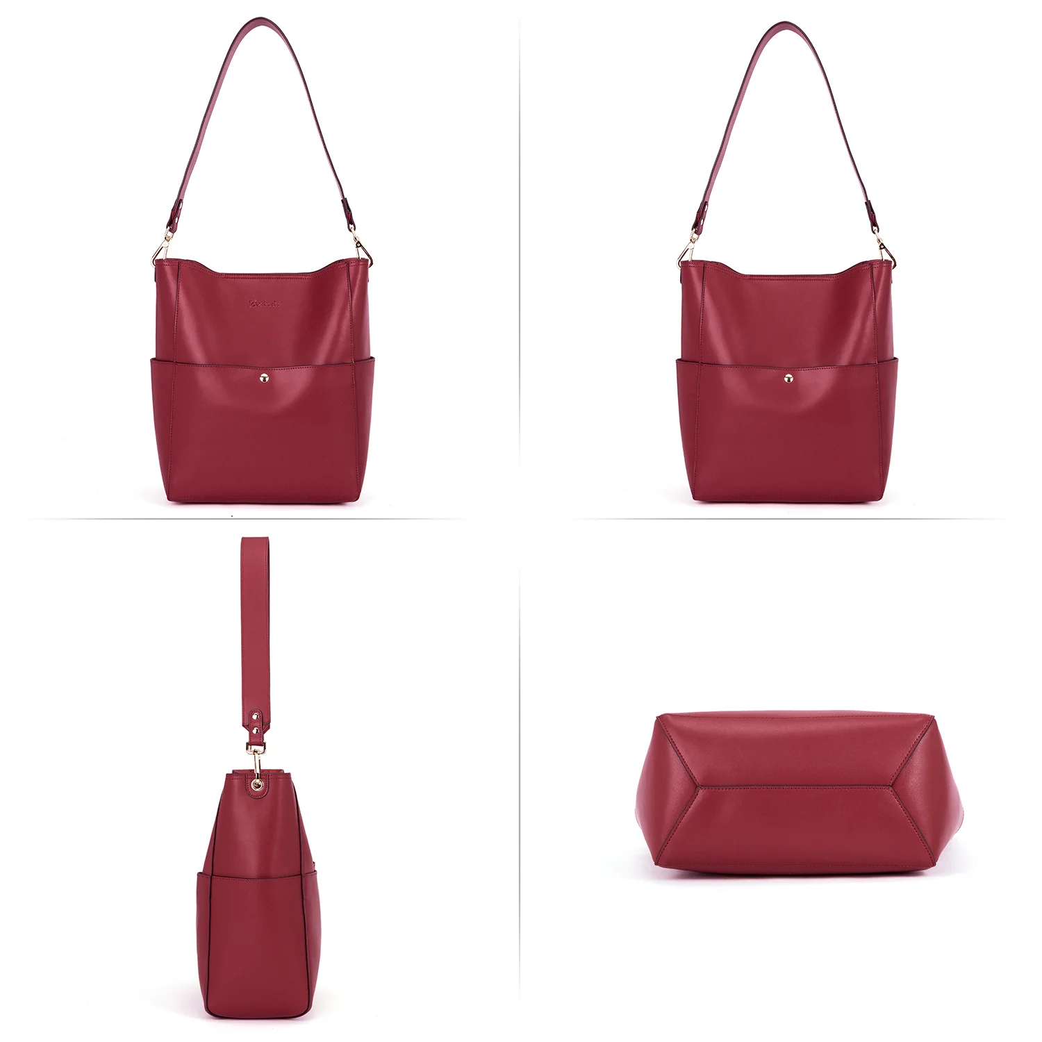 Lotty Genuine Leather Bucket Bag With 2 Shoulder Straps - Image 52