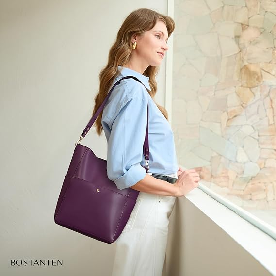 Lotty Genuine Leather Bucket Bag With 2 Shoulder Straps - Image 55