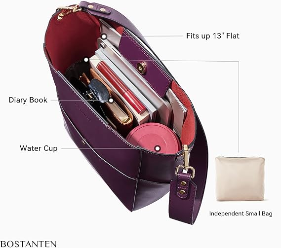 Lotty Genuine Leather Bucket Bag With 2 Shoulder Straps - Image 56
