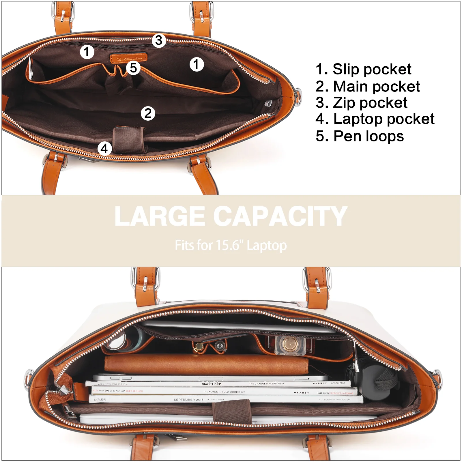 Carol Women Briefcase - Vintage Tote - Image 39