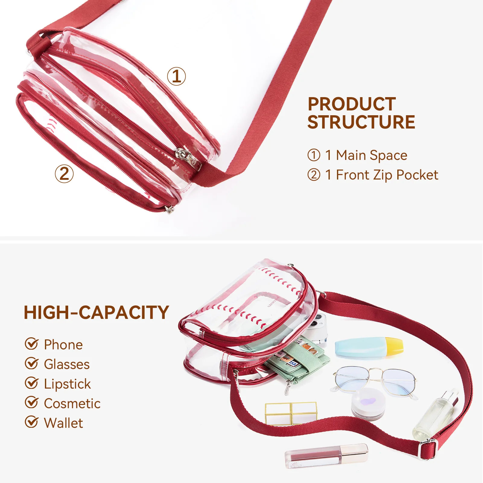 Clear Baseball Stitch Crossbody – Baseball Fans Gifts - Image 10