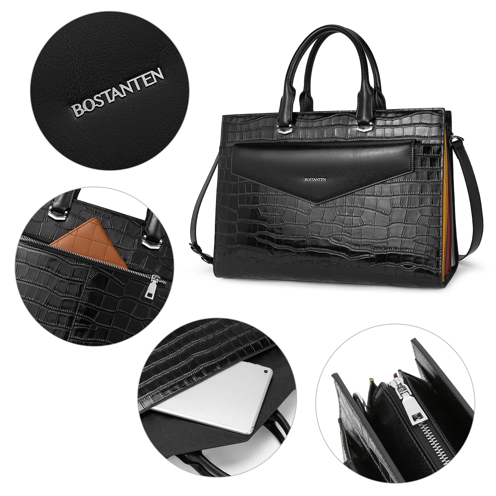 Glora Crocodile Slim Computer Briefcase For Professional Women - Image 8