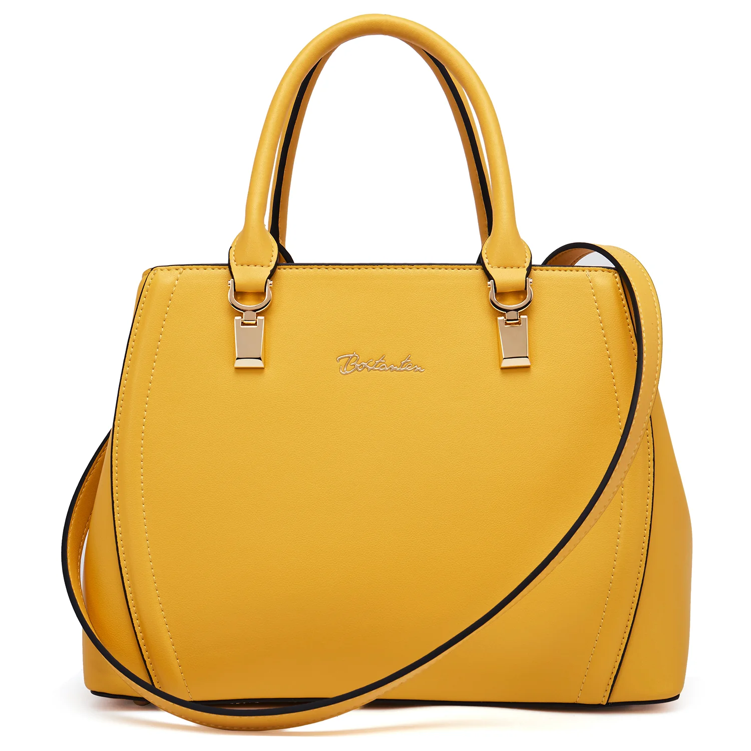 Designer 11'' Leather Satchel With Crossbody Strap - Image 13