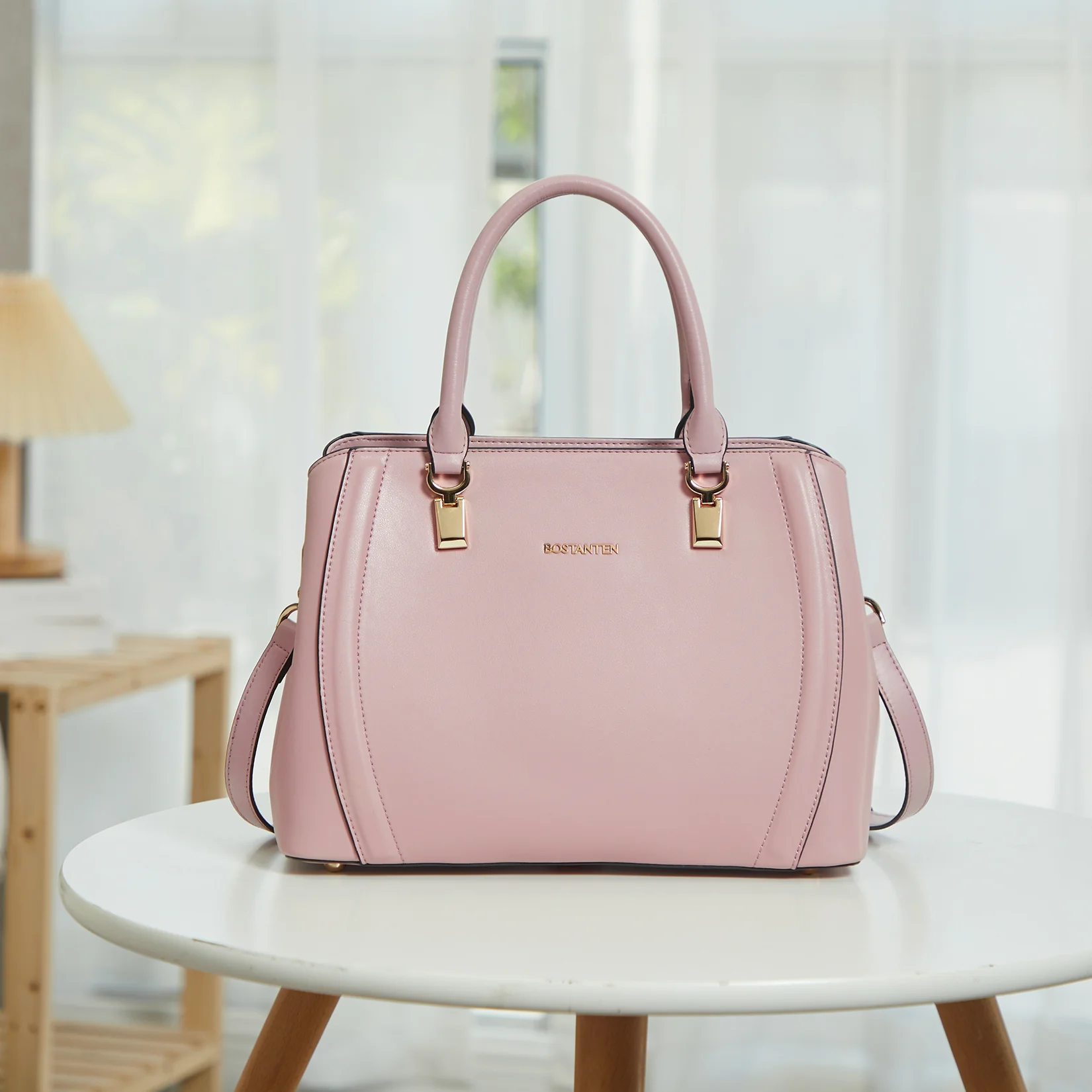 Designer 11'' Leather Satchel With Crossbody Strap - Image 31