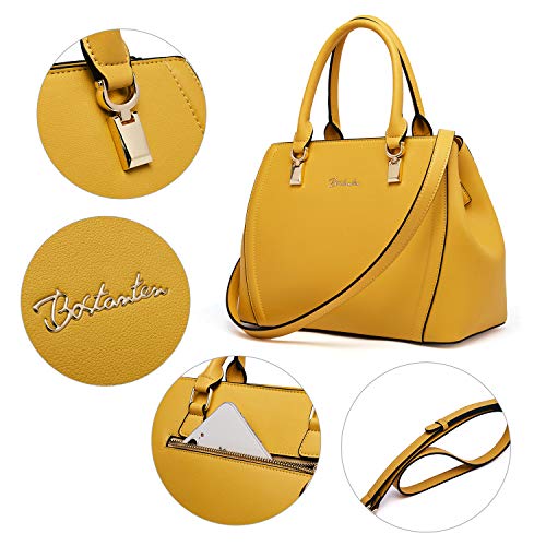 Designer 11'' Leather Satchel With Crossbody Strap - Image 17