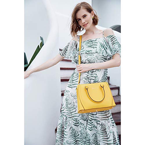 Designer 11'' Leather Satchel With Crossbody Strap - Image 19
