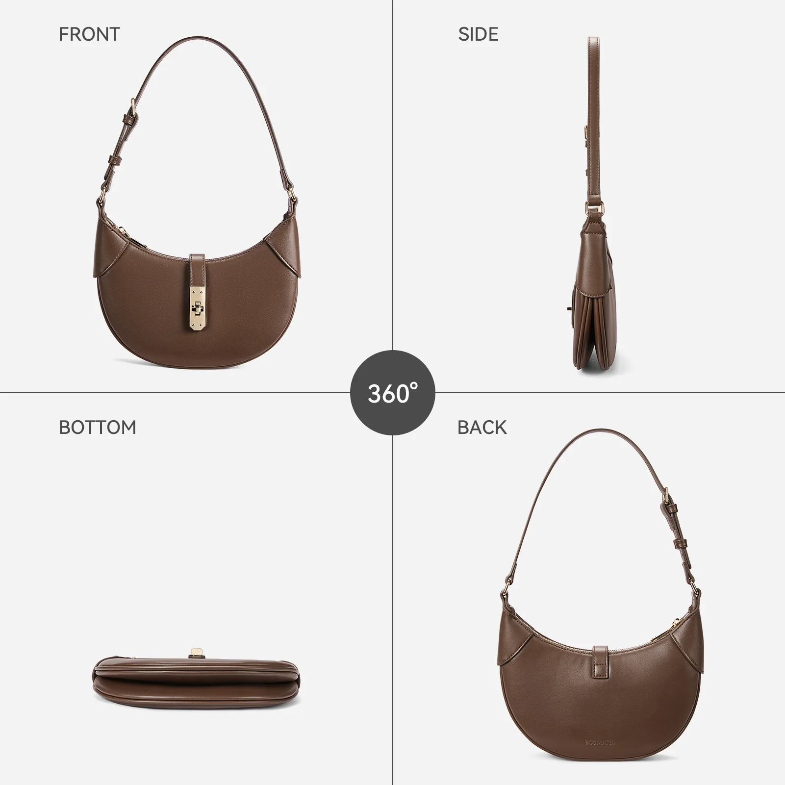 Kweli Crescent Designer Clasp Shoulder Bag - Image 16