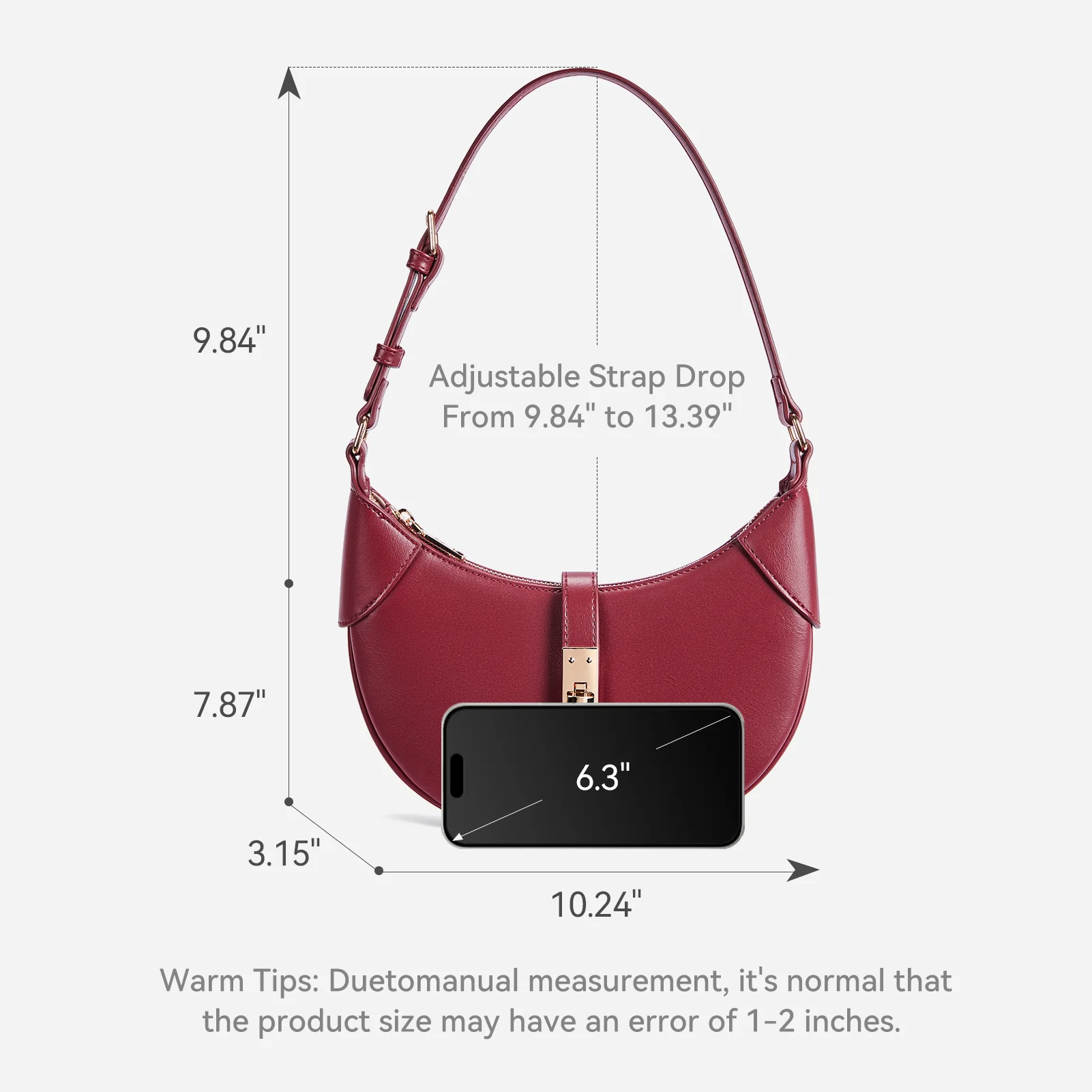 Kweli Crescent Designer Clasp Shoulder Bag - Image 5