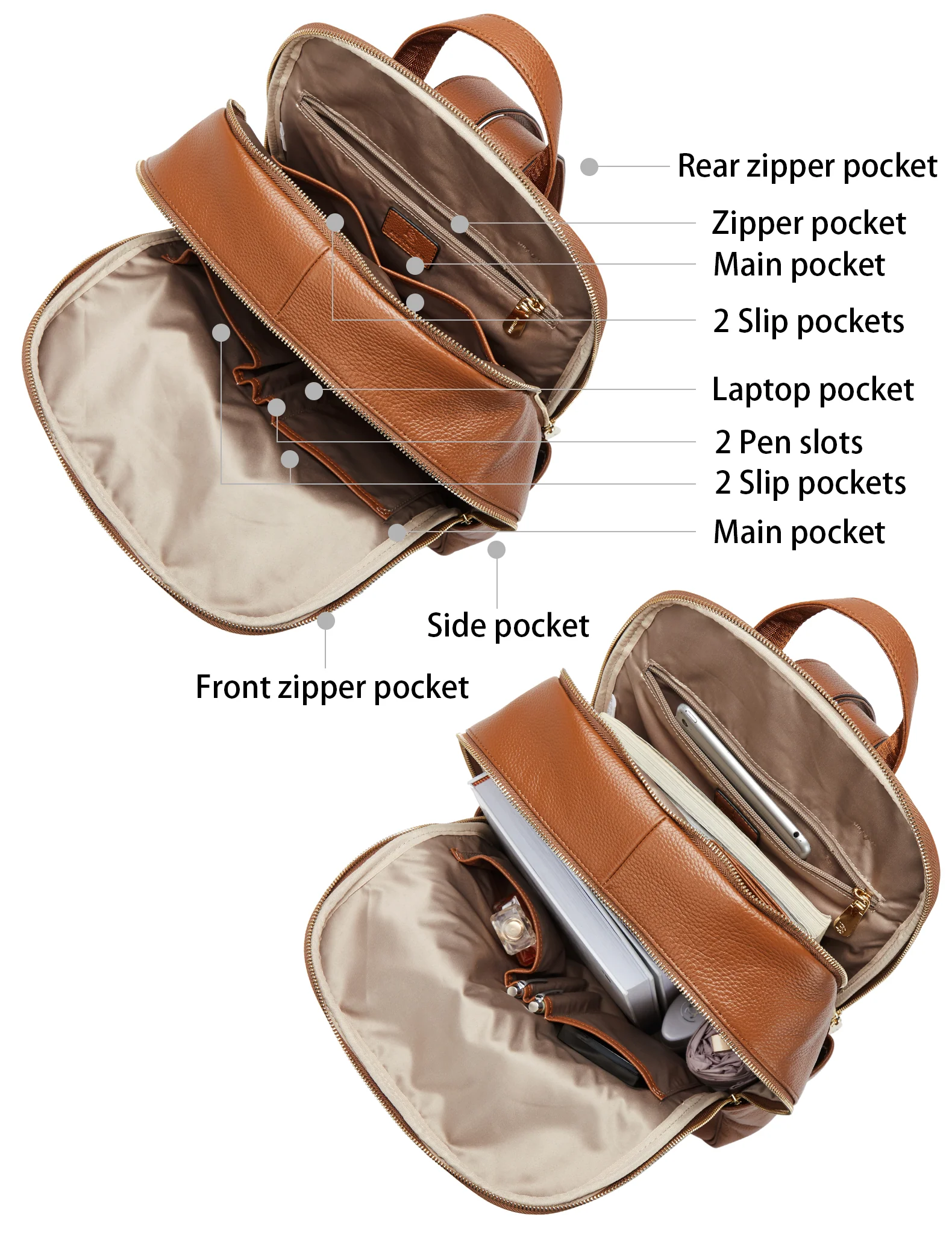 Laptop Backpack for Women - Premium Leather - Image 12