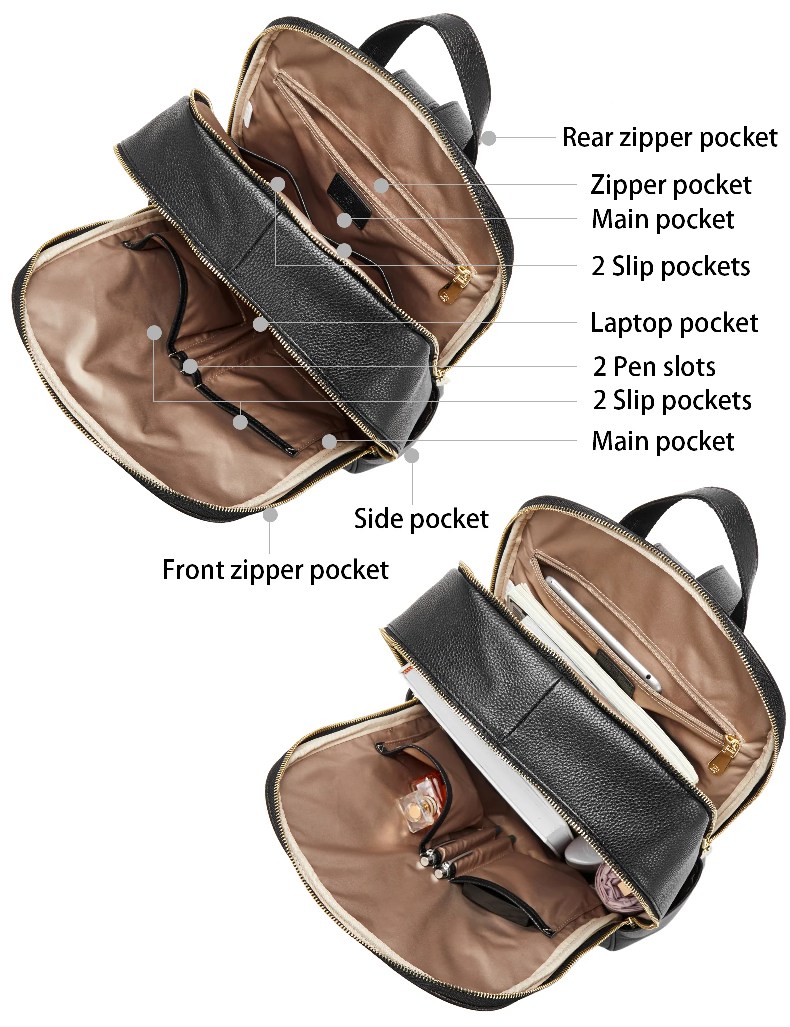 Laptop Backpack for Women - Premium Leather - Image 5