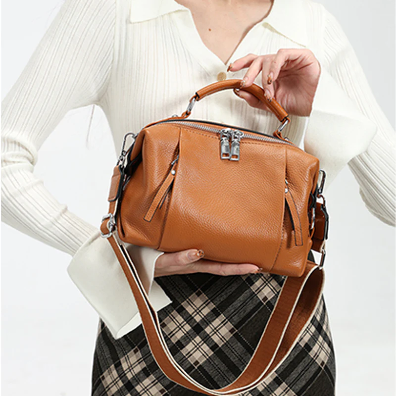 Nevin Genuine Leather Relaxed Boston Handbag - Image 2