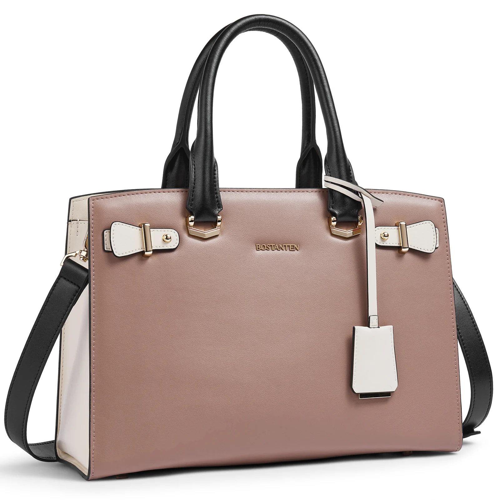 Genuine Leather Satchel Crossbody - Pink