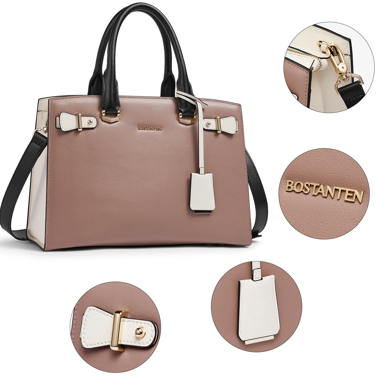 Genuine Leather Satchel Crossbody - Pink - Image 8