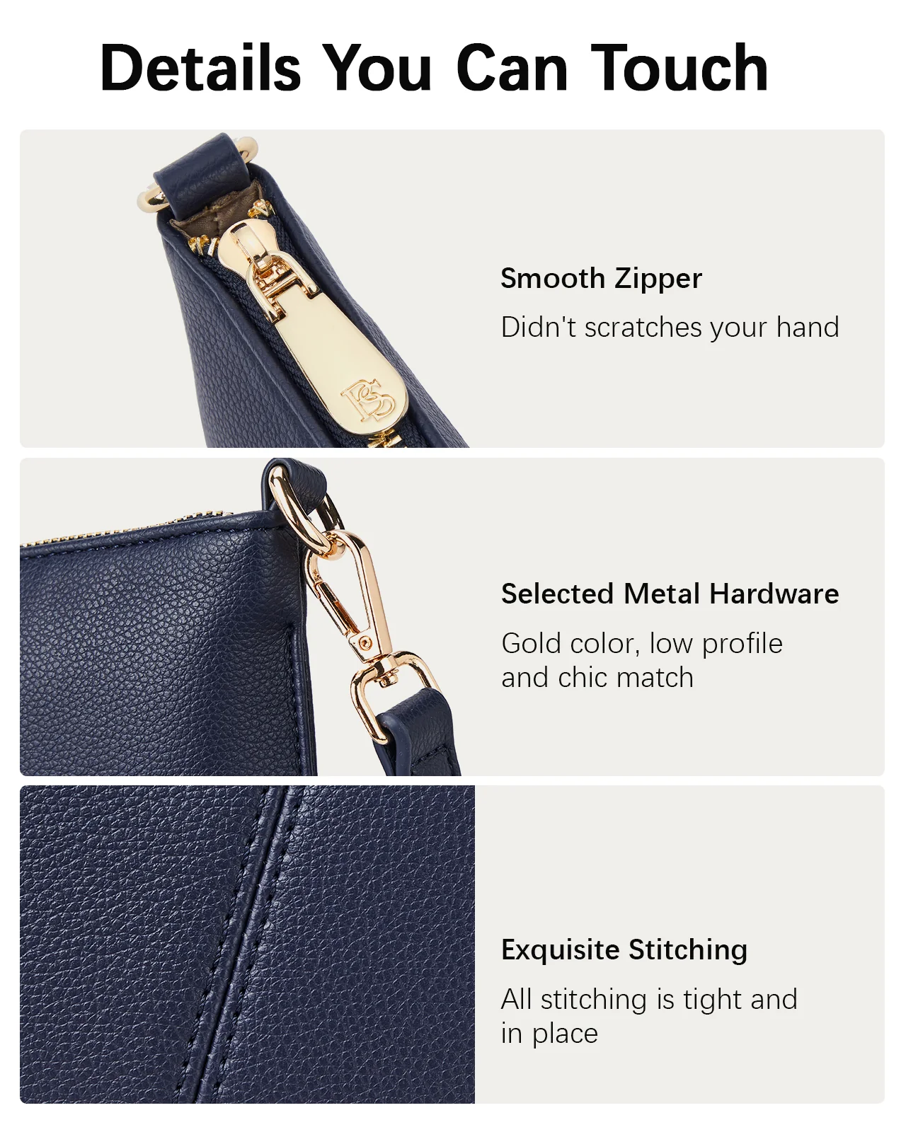Nola Chic and Sustainable - The Vegan Leather Envelope Clutch Purse - Navy Blue - Image 2