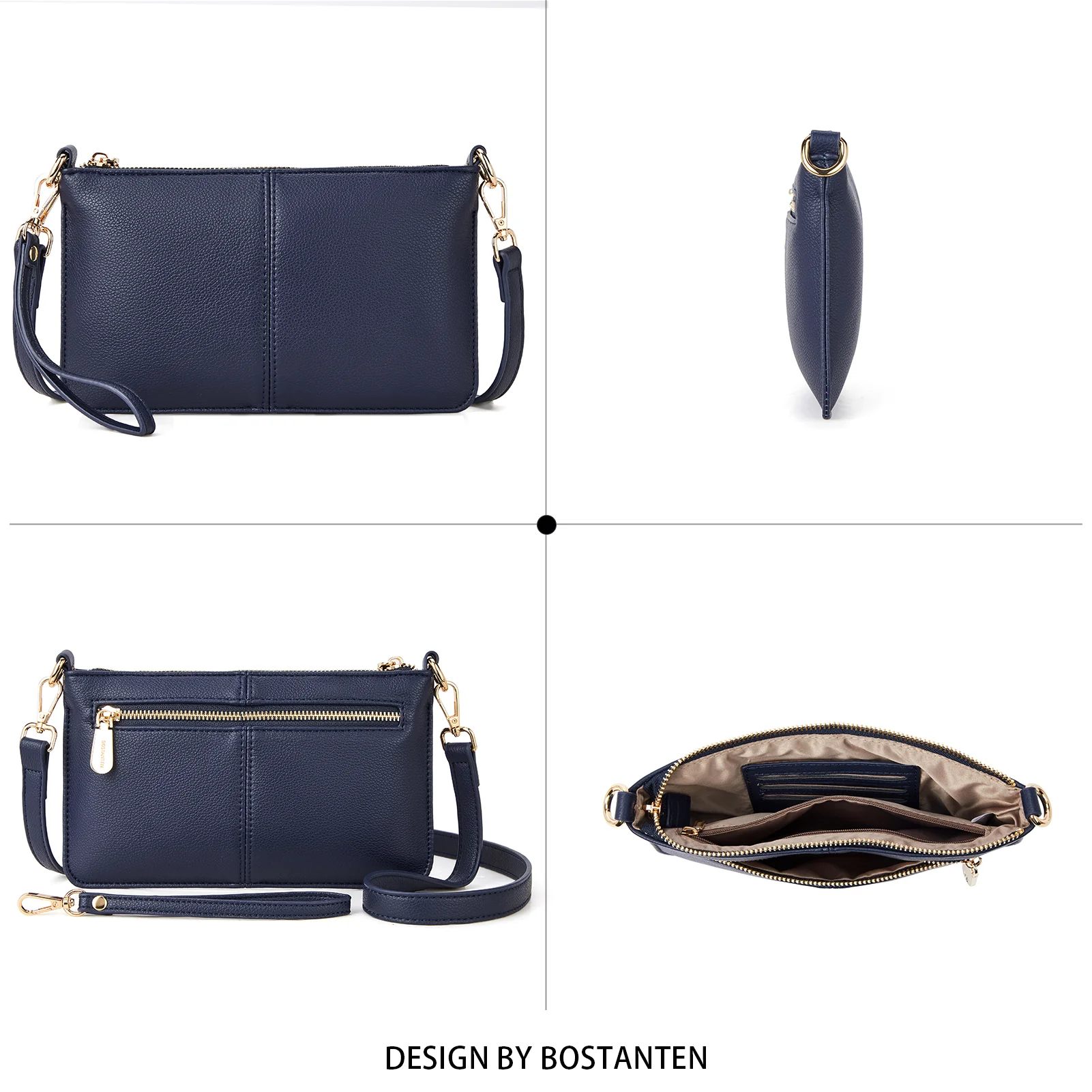 Nola Chic and Sustainable - The Vegan Leather Envelope Clutch Purse - Navy Blue - Image 6