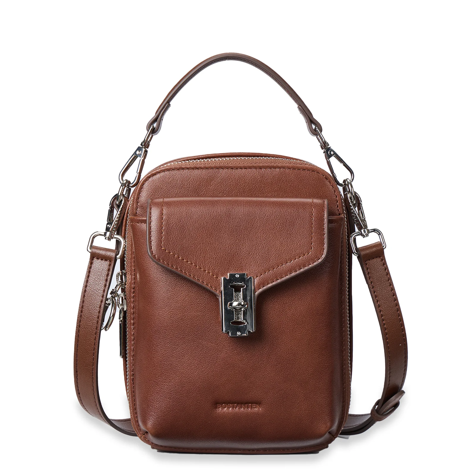 Nevin Vegetable-Tanned Genuine Leather Crossbody Phone Bag - Image 14