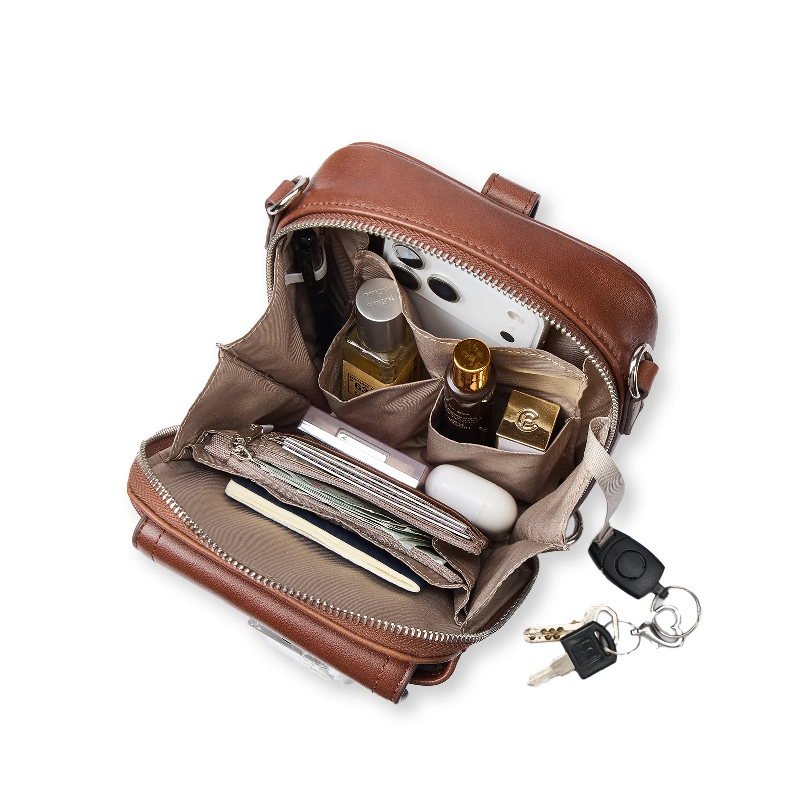 Nevin Vegetable-Tanned Genuine Leather Crossbody Phone Bag - Image 15