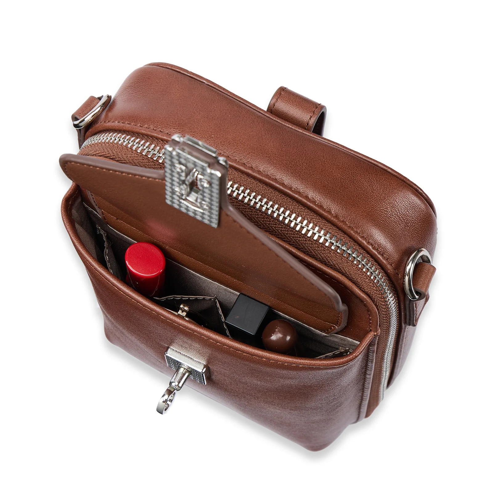 Nevin Vegetable-Tanned Genuine Leather Crossbody Phone Bag - Image 20